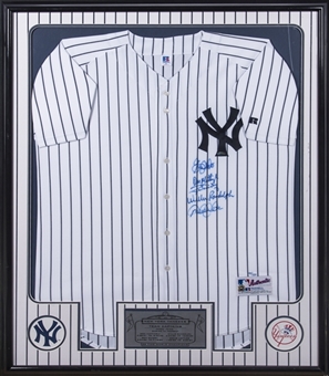 New York Yankees Captains Signed Replica Home Jersey Framed (#99/100) Including Derek Jeter & Don Mattingly